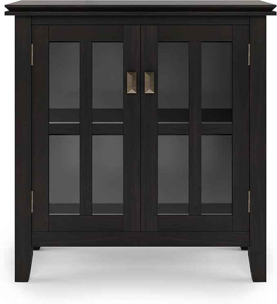 SIMPLIHOME Artisan SOLID WOOD 30 Inch Wide Contemporary Low Storage Cabinet in Hickory Brown, For the Living Room, Entryway and Family Room