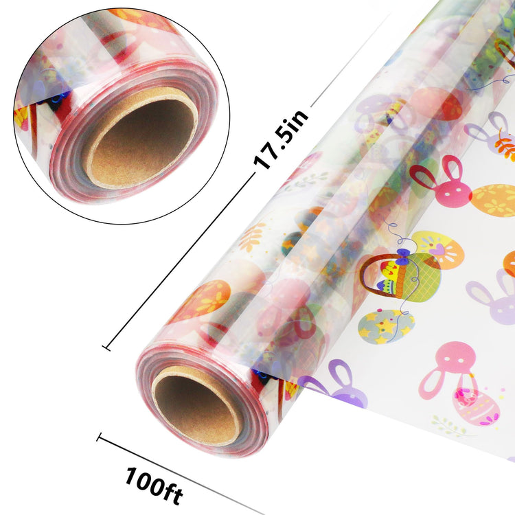 100ft Easter Cellophane Wrap Roll with Egg (145.83 Sq Ft)
