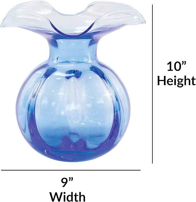 Vietri Hibiscus Collection Italian Mouthblown Glass Vases (Medium, Cobalt)