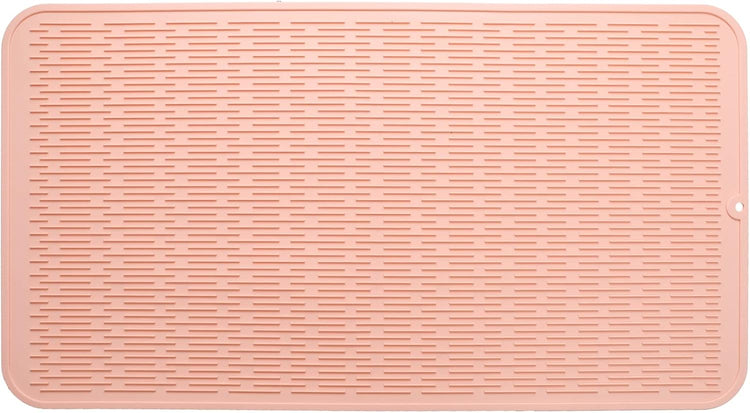 Silicone Dish Drying Mat for Multiple Usage,Easy clean,Eco-friendly,Heat-resistant Silicone Mat for Kitchen Counter or Sink,Refrigerator or Drawer Liner Pink 4XL 32 inches x 18 inches