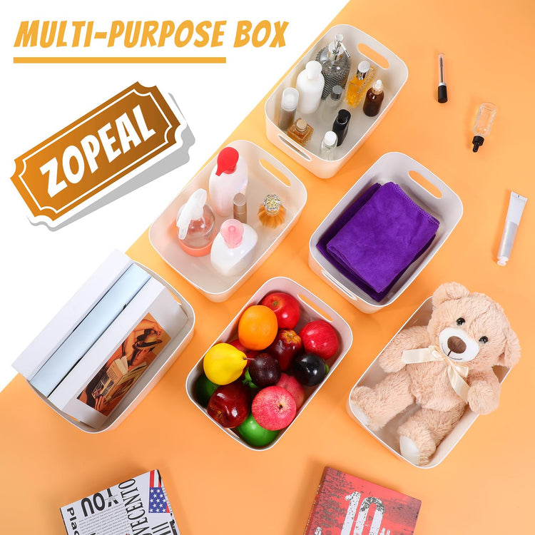 Plastic Storage Bins 10 Pcs White Pantry Organizer Bins Small Baskets Storage Containers for Home Kitchen (10 Count)