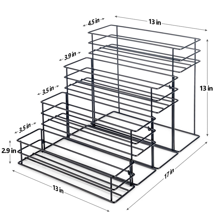 16 Bottle Capacity Coffee Syrup Organizer 4 Tier Coffee Syrup Stand Shelf for Coffee Bar Accessories for Coffee Bar Kitchen Small Wine Rack for Bar Family Storage for Syrup Wine Dressing (16 Count)