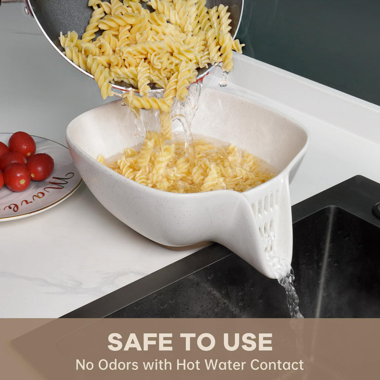 Ceramic Food Strainer with Integrated Drain Spout