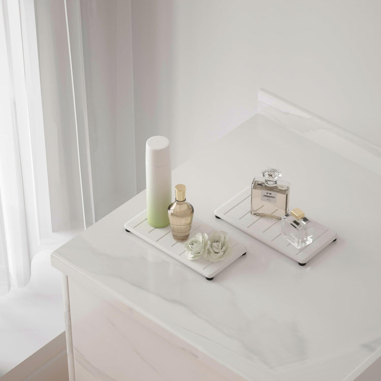 2PCS Water Absorbing Stone Tray for Cosmetics & Hand Soap & Houseplants (2 Count)