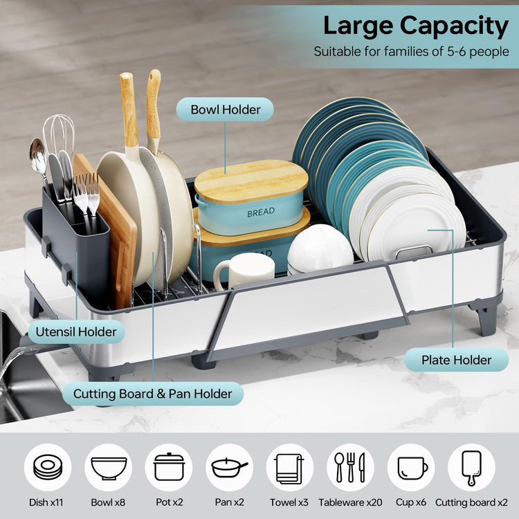 Expandable Dish Drying Rack for Kitchen Counter