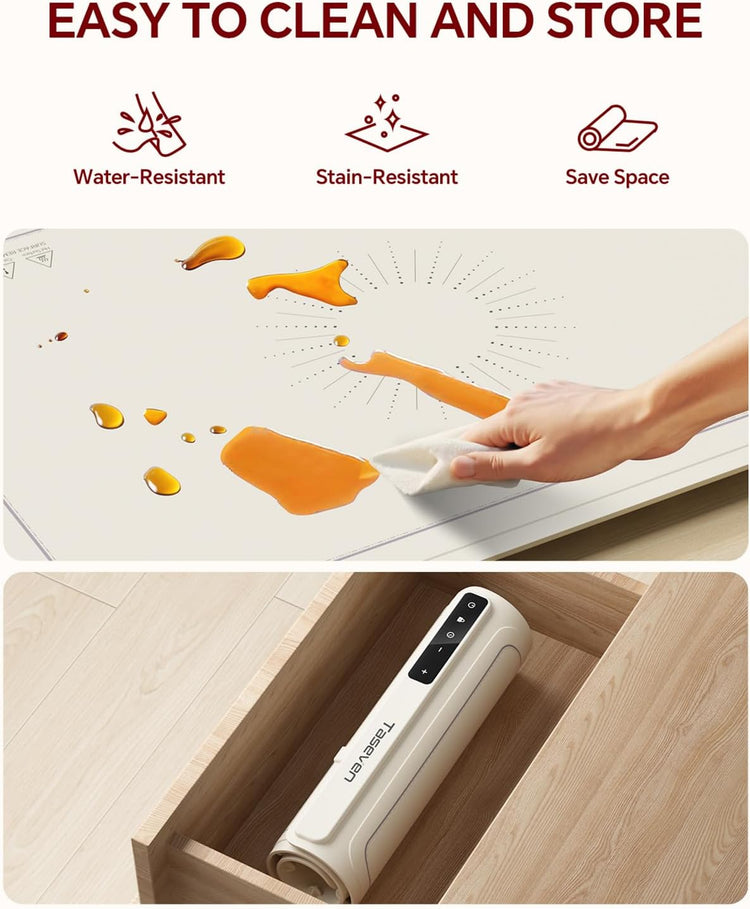 Food Warming Mat, Silicone Heating Tray with 7 Temperature Settings, Quick Full Surface Heating Pad, Thermochromic Line, Kids Lock, Food Warmers for Parties