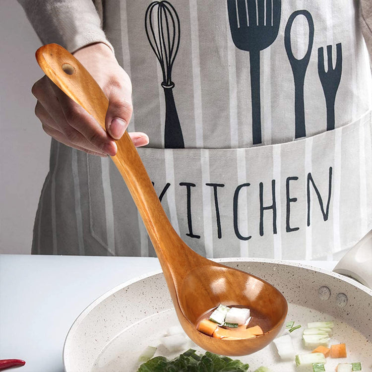 3Pcs Wooden Ladles Serving Spoon Non Toxic Soup Ladle Wood Cooking Spoons (3 Count)
