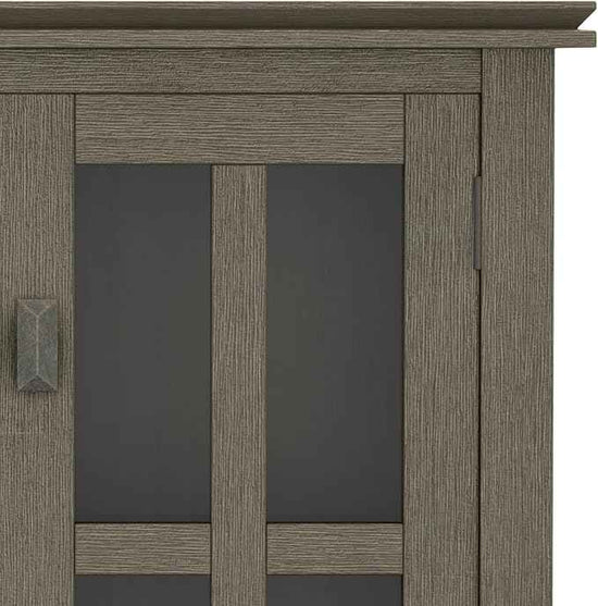SIMPLIHOME Artisan SOLID WOOD 30 Inch Wide Contemporary Low Storage Cabinet in Farmhouse Grey, For the Living Room, Entryway and Family Room