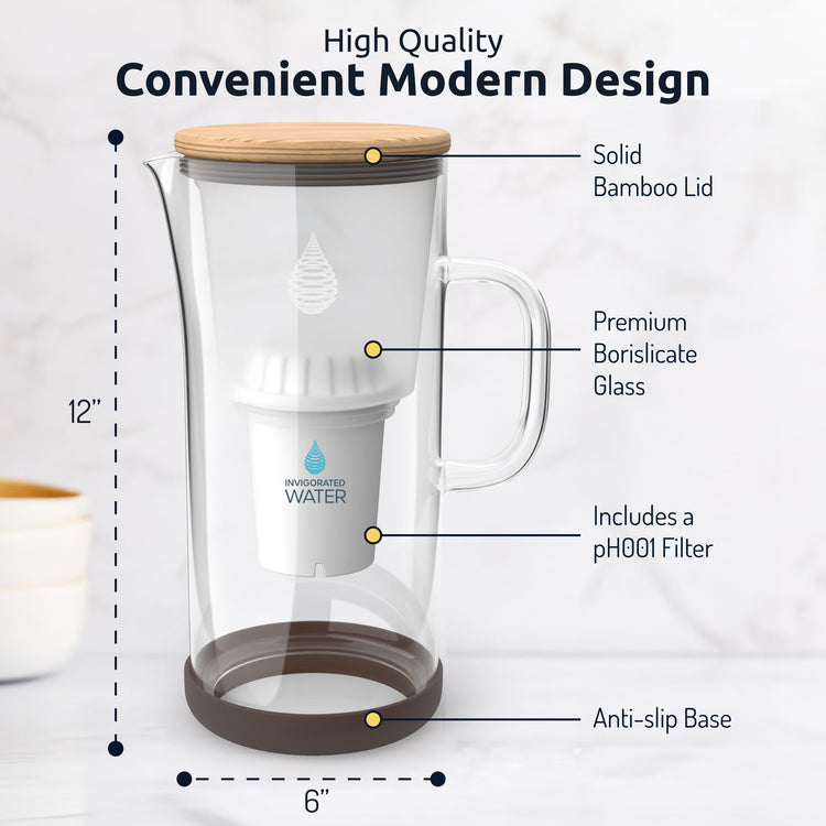 pH Restore Glass Water Filter Pitcher