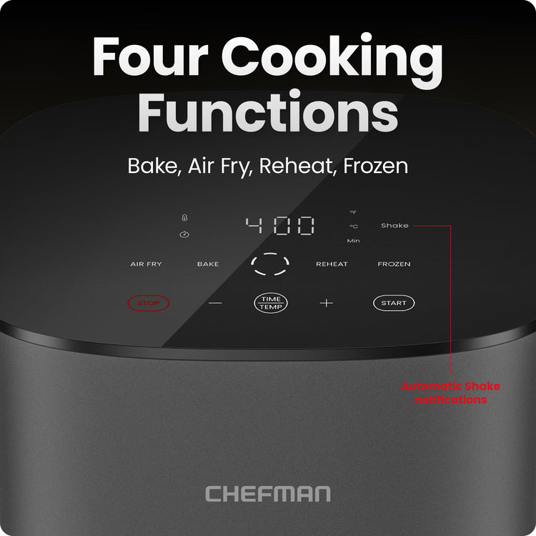 TurboX 4-in-1 Air Fryer, 5-Quart Airfryer for Extra Crispy Chicken, Fries, Wings, and More, Air Fry, Bake, Reheat, and Frozen Functions, Digital Touch Controls, Dishwasher Safe - Gray