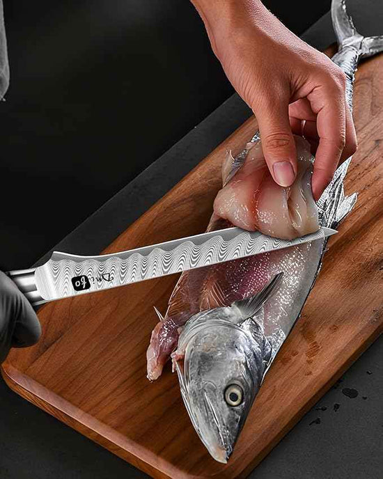 Damascus Boning Knife 6 Inch,VG10 Core Steel with 66-Layers High Carbon,Professional Boning Knives for Meat Poultry Chicken,Blue Resin & Wood Handle,Ideal Gift for Chefs and Cooking Lovers