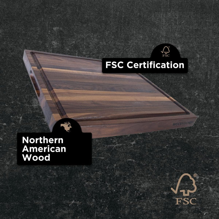 Medium Wood Cutting Board from American Walnut - A Butcher Block That Comes with Juice Groove for Cutting Meat and Juicy Veggies Easily - Walnut Chopping Board - 16x12x1.5 inches
