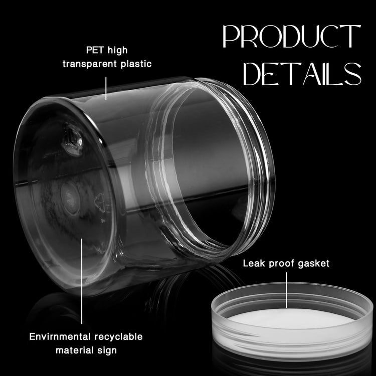 6 Pack 10 oz Plastic Jars Containers with Lids Wide (6 Count)