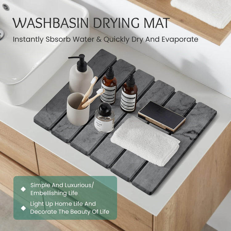 Stone Dish Drying Mat Collapsible Diatomaceous Earth Absorbent Mat Quick Dish Drying Pad Dish Rack Pad Match Any Counter to Multiple Usage for Kitchen