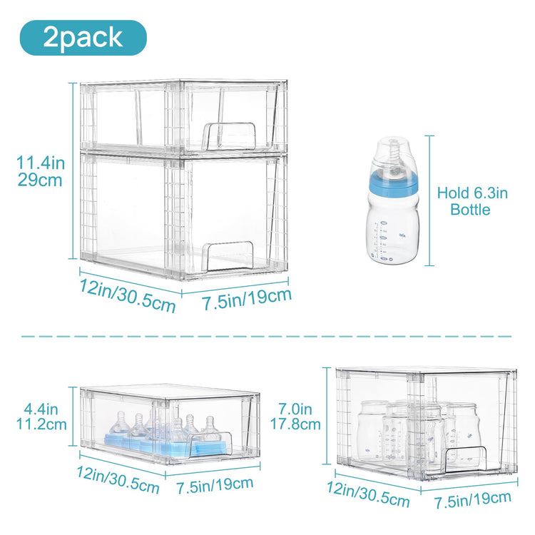 Clear Stackable Storage Drawers (4 Count)