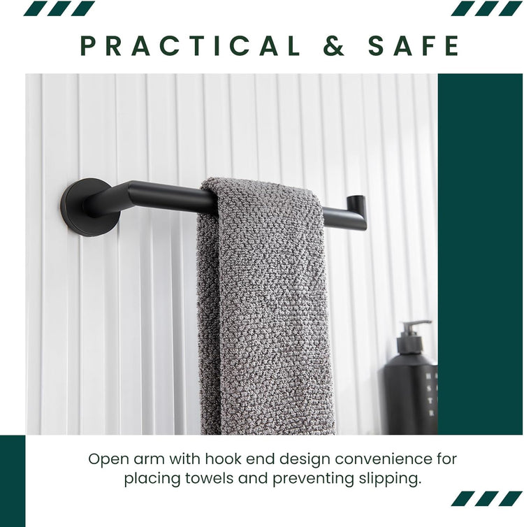 Suyar Bathroom Towel Holder, SUS 304 Stainless Steel Hand Towel Bar for Wall, Matte Black
