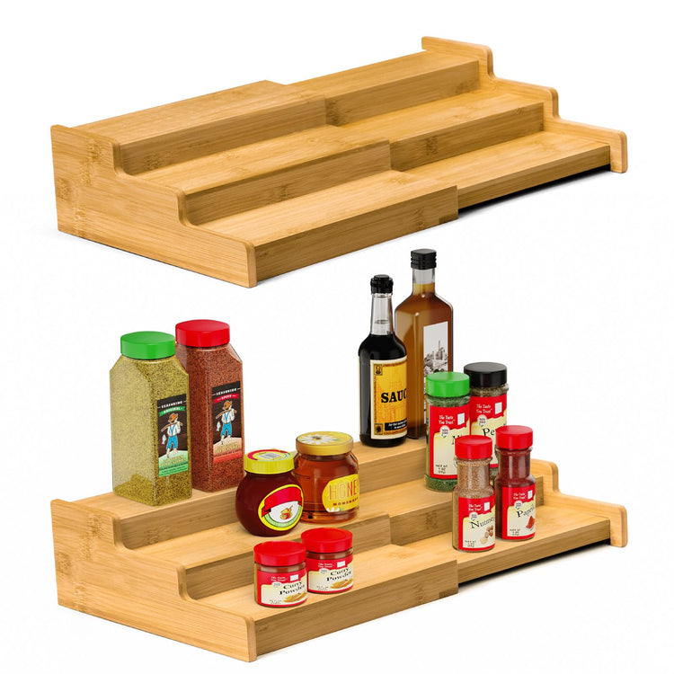 Spice Rack 3 Tier Natural Bamboo (2 Count)