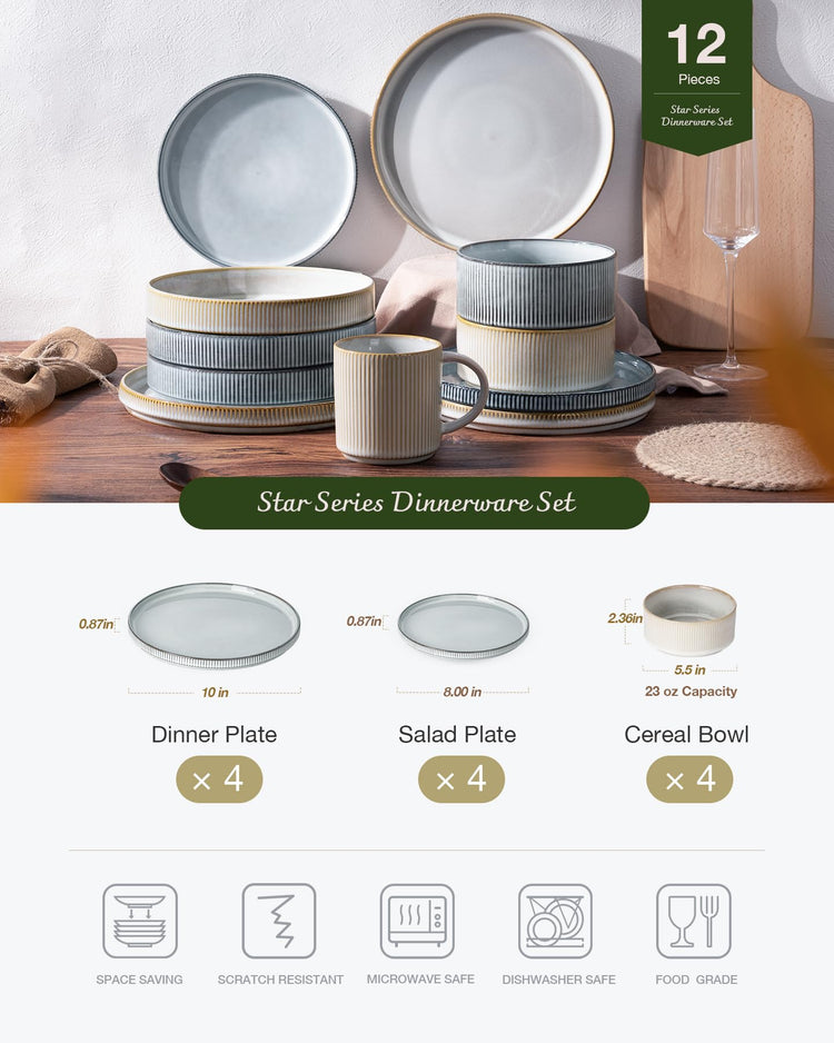 Star Stoneware Dinnerware Set (12 Count)