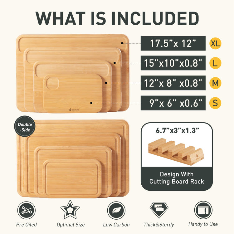 4 Packs Bamboo Cutting Board Set with Holder Over Sink Day Gifts Best Mama Mommy Bonus Busy Mom Ever Christmas Xmas Birthday Law Step Stepmom Stepmother Who Have Everything Good Unique Useful Present (4 Count)