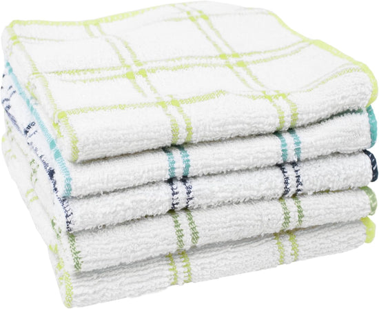 Ritz 100% Cotton 12-inch x 12-inch Kitchen Dish Towel, Gentle Cleaning Wash Cloth with Poly Scour Side, Blue/Green, 5-Pack - Nestoria