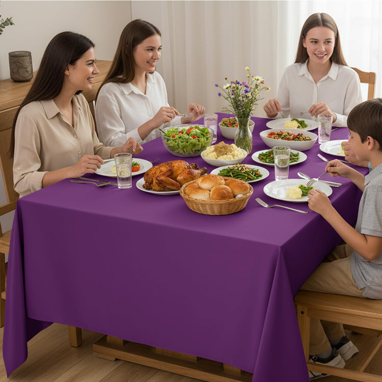 10 Pack Purple Tablecloths for Rectangle Tables (10 Count)