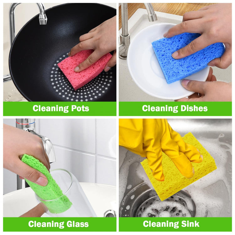Sponge Kitchen Natural Cellulose Sponges 10 Pack Compressed Sponges for Cleaning Reusable Dish Sponge Kitchen Non (10 Count)