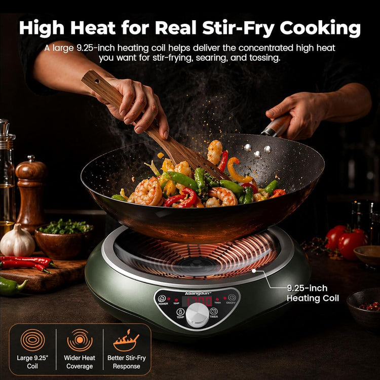1700W 120V Concave Induction Wok Cooktop