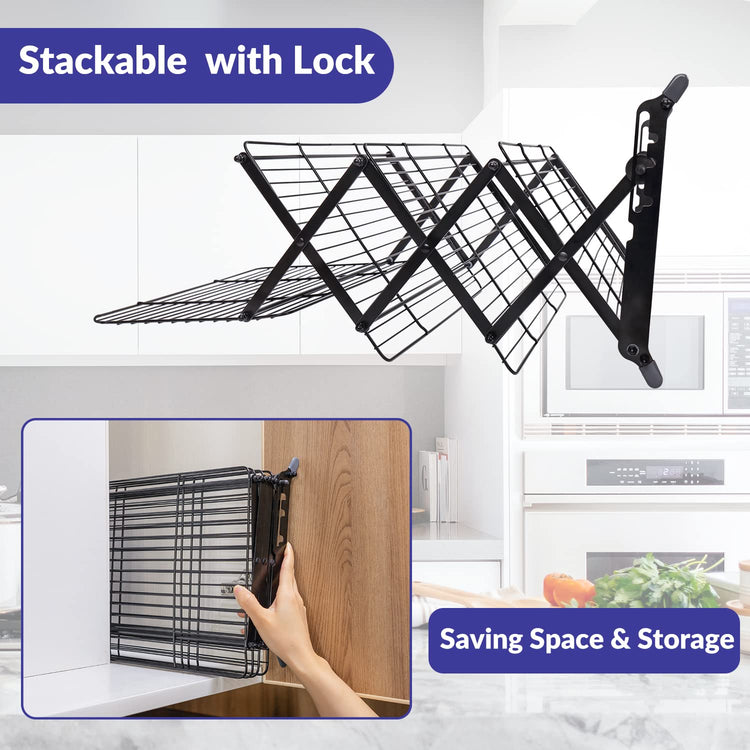 2/3/4-Tier Upgraded Collapsible Cooling Rack with Adjustable 3 Setting Design Stackable Roasting Cooking Drying Wire Cooling Rack for Cookies Baking Gifts for Women