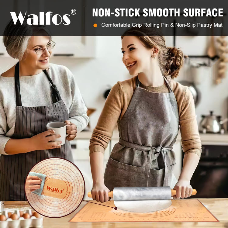 Marble Rolling Pin Set With Non Stick Silicone Pastry Mat