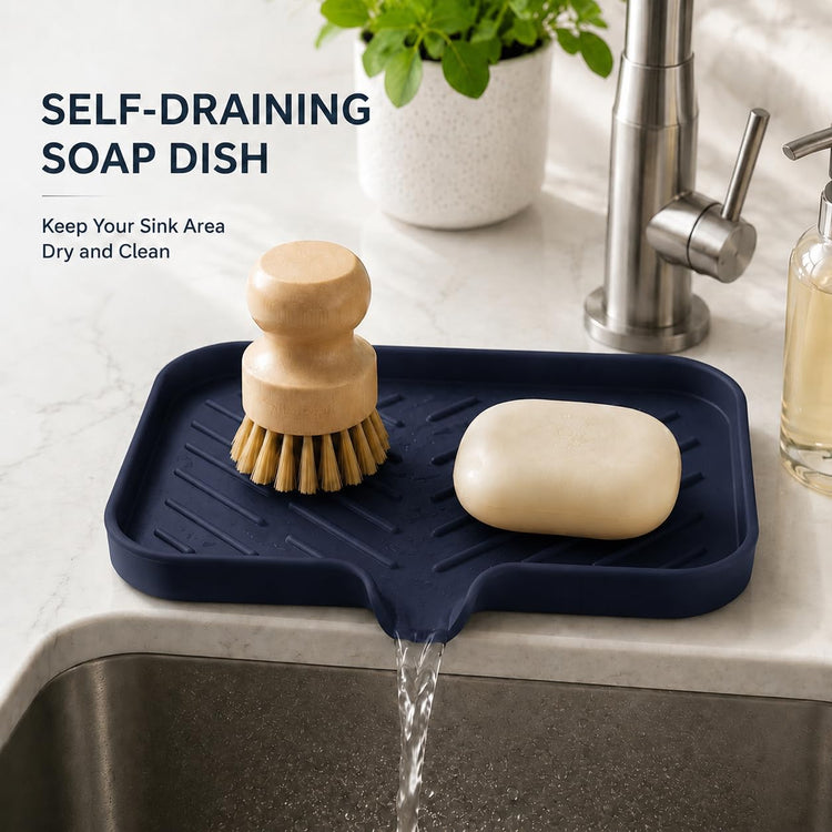 Silicone Soap Dish with Drain Spout