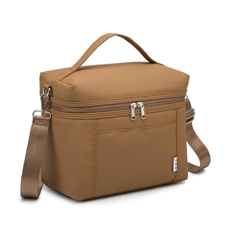 NOL Insulated Lunch Bags for Women Cooler Bag Lightweight Nylon Waterproof Lunch Box for Work Brown Small 4L