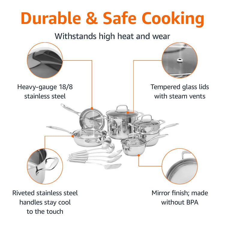 Stainless Steel Cookware 15 (15 count)