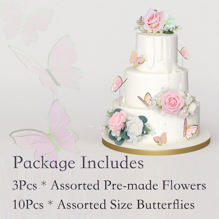 3Pcs Premade Cake Flowers (3 Count)