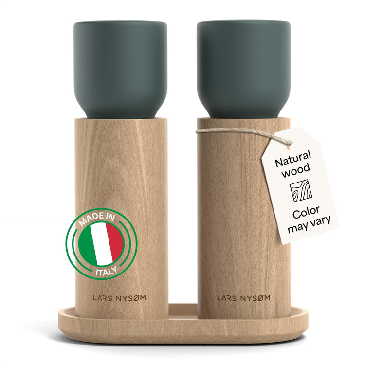 Wooden Salt and Pepper Grinder Set Manual with Tray