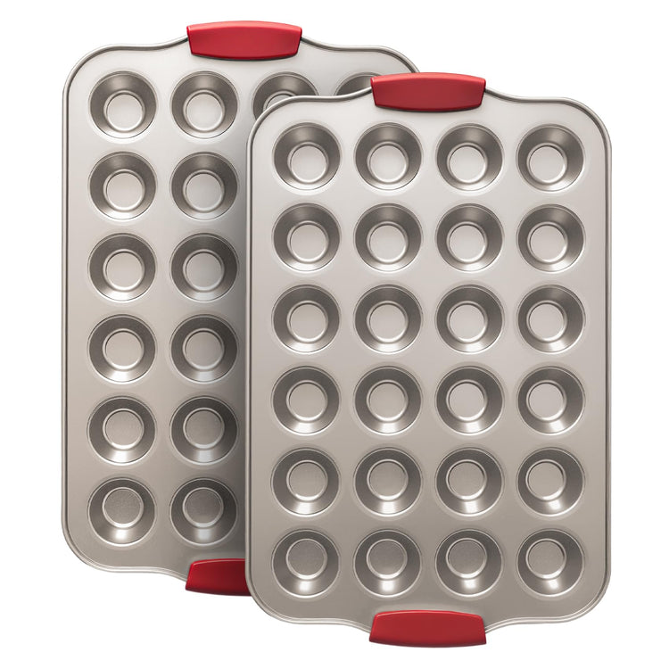 24 Cup Mini Cupcake Pan with Silicone Handles (2 Count)