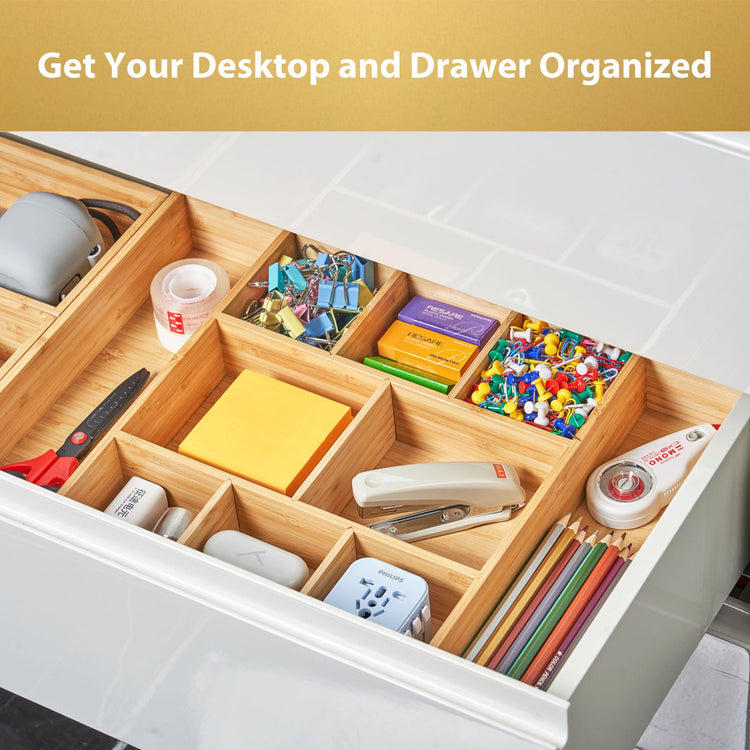 Extra Large Bamboo Desk Drawer Organizer