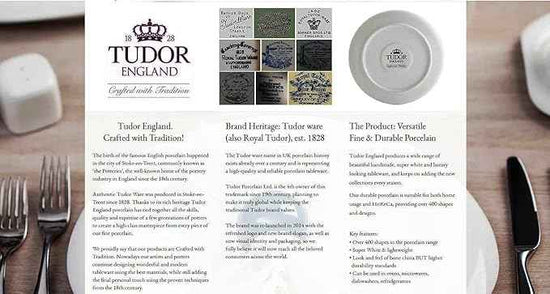 Tudor Royal Collection 24-Piece Premium Quality Round Porcelain Dinnerware Set, Service for 6 - HENNA BLUE, See 10 Designs Inside