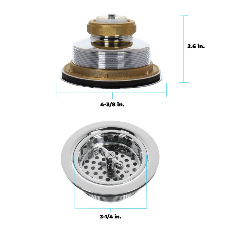 3.5" Sink Drain Assembly with Twist Lock Basket Strainer