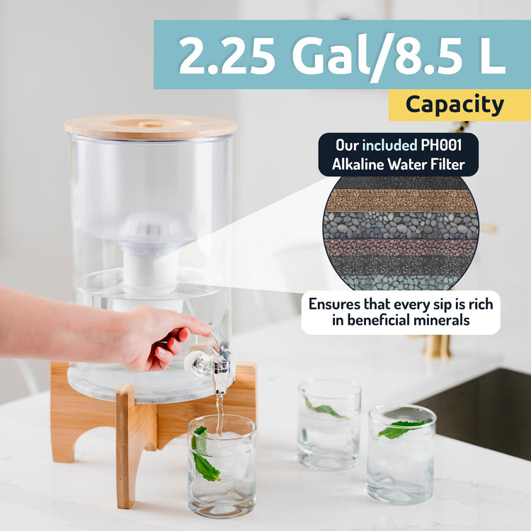 pH Recharge Glass Alkaline Water Filter Dispenser System