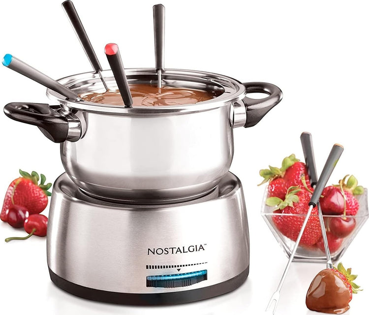 FPS200 6 Cup Stainless Steel Electric Fondue Pot with Temperature Control