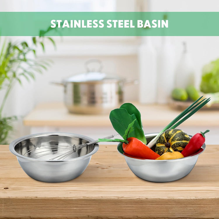 Pinkunn Set of 12 Stainless Steel Mixing Bowls, Nesting Metal Prep Salad Bowl Bulk Kitchen Large Reusable Baking Food Container for Hotel Restaurant Home Cooking, Silver(10.2 x 3.26 Inch)