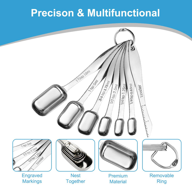 17 Pc Stainless Steel Measuring Cups and Spoons Set