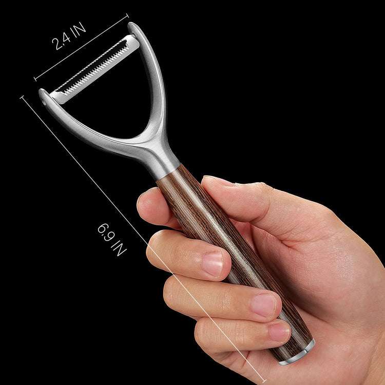 Serrated Blade Premium Y Type 304 Stainless Steel Multifunctional Kitchen Peeler Real Wood Handle Ultra Sharp Blade Vegetable Potato Apple
