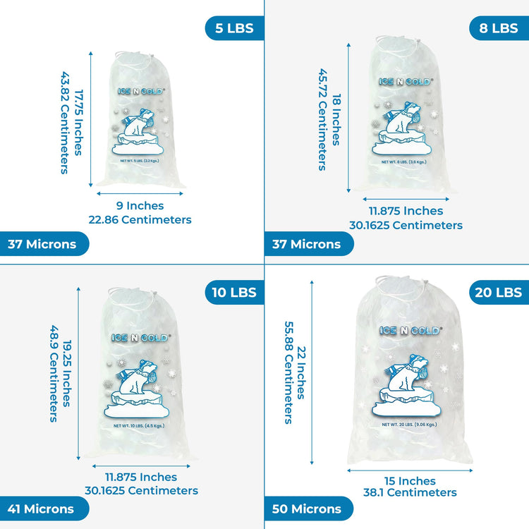 20lb (250 ct) Ice Bags with Cotton String 50 Micron Commercial & Food Grade LDPE, BPA-Free, Freezer Safe Plastic, 15" x 22" Bolsas Hielo, Bolsas Para Hielo, Ice Cube Machine Storage Bag (250 Count)