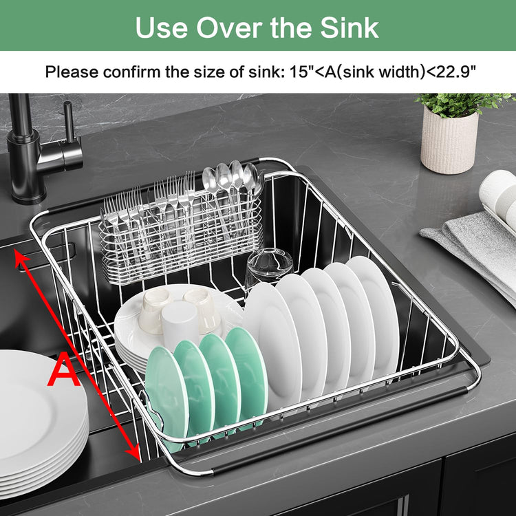 Large Dish Drainer Rack in Sink Adjustable