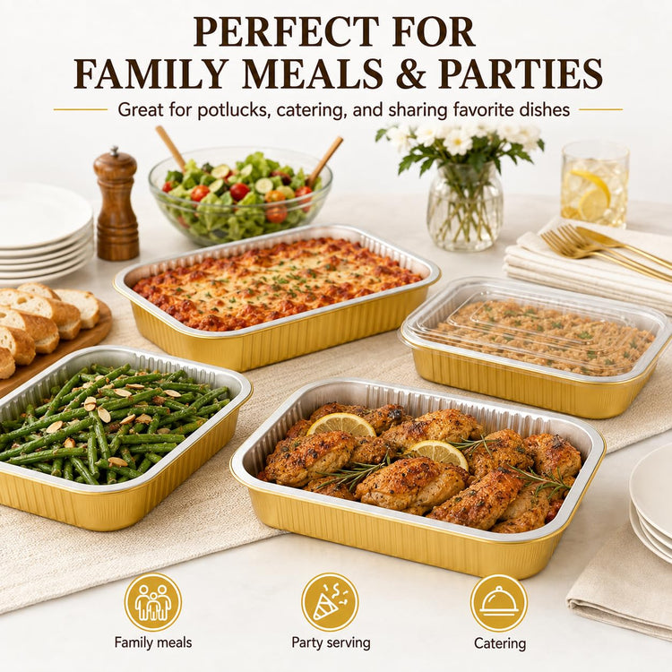 40 Pack 8.7"×6" Aluminum Pans with Lids Heavy Duty (40 Count)