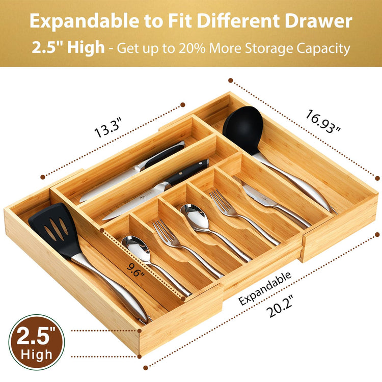 Large Expandable Kitchen Silverware Utensils Drawer Organizer