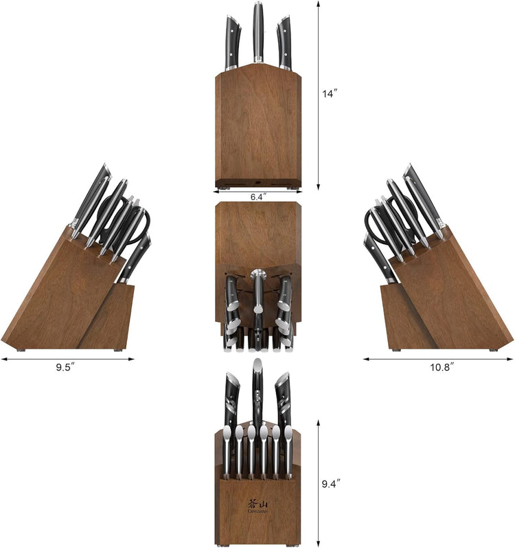 Cangshan HELENA Series German Steel Forged Knife Block Set (17-Piece, Black)