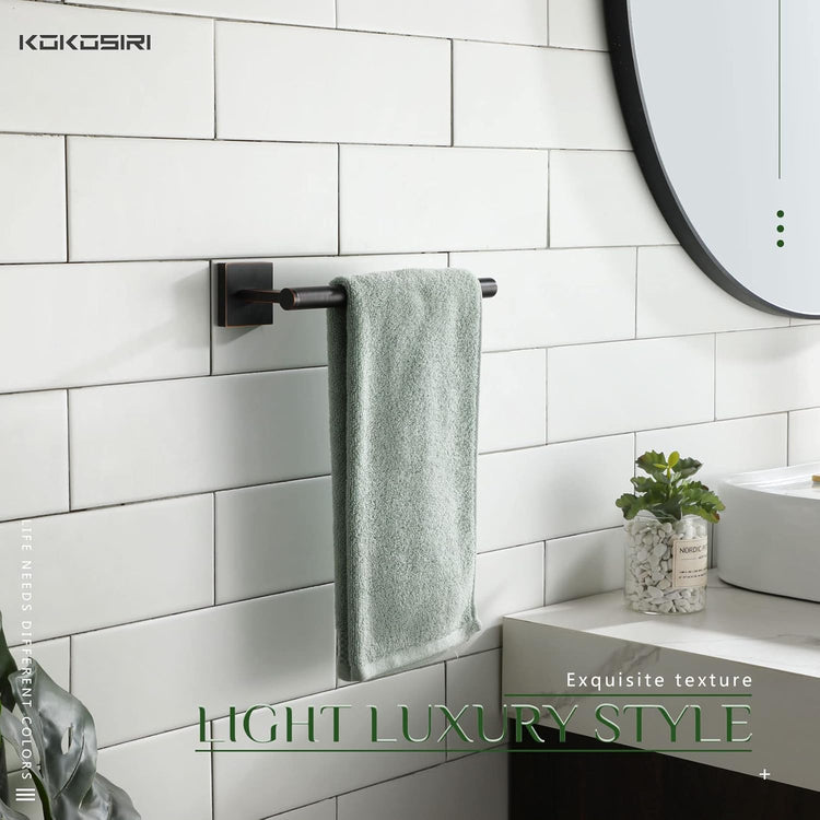 KOKOSIRI Bathroom Towel Bar Hand Towel Holders Wall Mount Screw in Toilet Washroom Rails Stainless Steel Bath Accessories Oil Rubbed Bronze 2 Pack, B3008ORB-P2