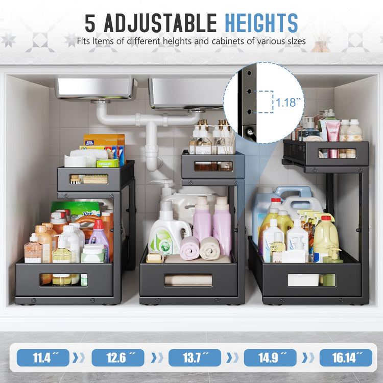 2 Pack 19IN Depth Under Sink Storage Organizer (2 Count)